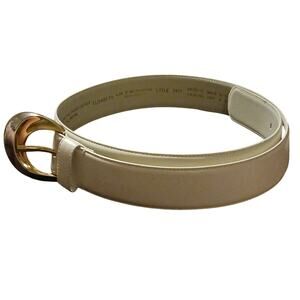 Vintage Liz Claiborne Fullgrain Leather Belt Sz 1(14-16) with Two-tone buckle